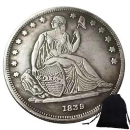 Moeda Comemorativa da Liberdade, Moedas de Arte dos EUA, Memorial dos EUA, Luxo, Comemorativa, Dollar Lucky, Bolsa para Presente, 1839, América - Image 1