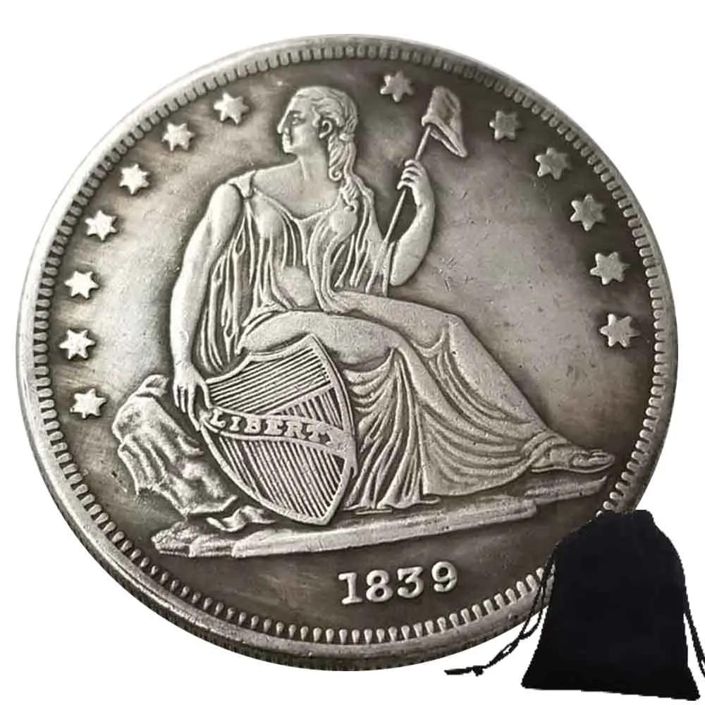 Moeda Comemorativa da Liberdade, Moedas de Arte dos EUA, Memorial dos EUA, Luxo, Comemorativa, Dollar Lucky, Bolsa para Presente, 1839, América - Image 1