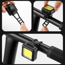 USB recarregável bicicleta dianteira traseira luzes LED, impermeável ciclismo acessórios, luz de advertência COB, 130LM, 80LM, 150mAh, tipo-C - Image 2