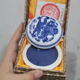 Handmade Seal Paste Blue Stamp Pad com caixa de embalagem de cerâmica, nome quadrado e redondo, caligrafia e pintura, assinatura Chop - Image 6