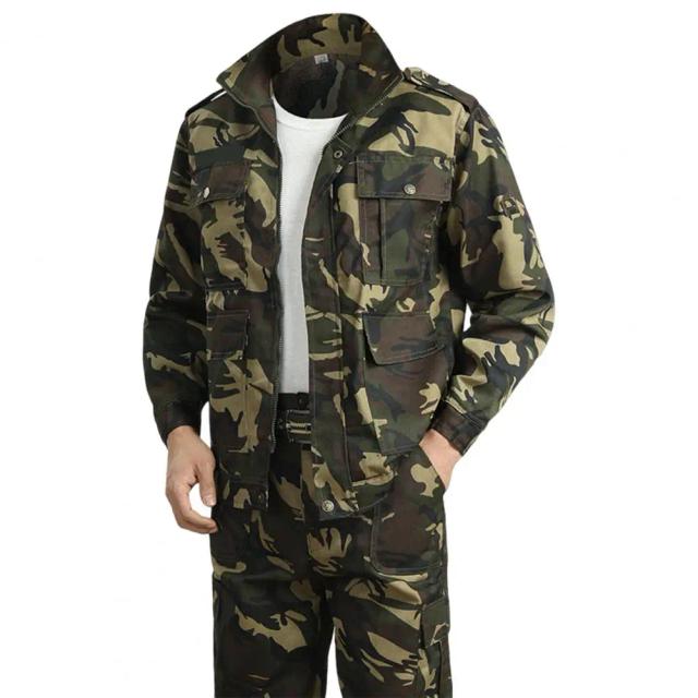Roupas Masculinas de Trabalho: Uniforme de Soldador Resistente com Jaqueta e Calças Camufladas para Inverno