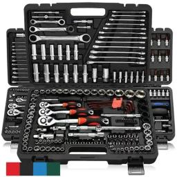 46 pçs conjunto de soquete ferramenta reparo do carro chave catraca pawl chave fenda profissional kit metalurgia - Image 1