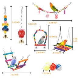 Colorido Periquito Brinquedos, Balanço, Em Pé, Mastigando Brinquedo, Rede, Escada, Gaiola De Pássaro, Adequado Para Periquito, Parake - Image 2