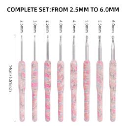 Agulha De Crochet De Aço Inoxidável Com Punho De Plástico, Tampão, Gancho De Tecelagem, Ferramenta DIY, Agulha De Tricô, Alta Qualidade, 2.5mm-6mm - Image 5