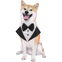 Smoking bandana formal para cães com gravata borboleta, roupa de casamento, acessórios de vestir, traje de cachorro, lenço de cavalheiro - Image 2