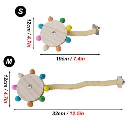 Brinquedo engraçado poleiro com bolas rotativas Suporte interativo de madeira para pássaros Papagaio colorido forrageamento, Moinho de vento giratório para pombinhos - Image 2