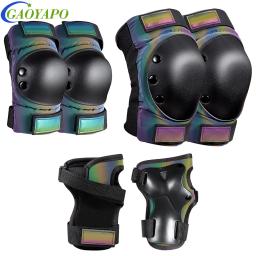 6 pçs/set adulto/crianças joelheiras cotoveleiras, conjunto de equipamentos de proteção de patins jovens 3 em 1 joelheiras & cotoveleiras protetores de pulso para patins - Image 1