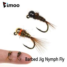 Bimoo 6PCS # 16 farpado cabeça de contas de tungstênio gabarito ninfa fly faisão cauda pia rápida molhado euro perdigon ninfa mosca truta iscas de pesca - Image 1