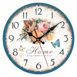 Relógio de parede vintage para decoração de sala, Pendurado Relógios redondos, Montagem na parede, Carft De Madeira - Image 1