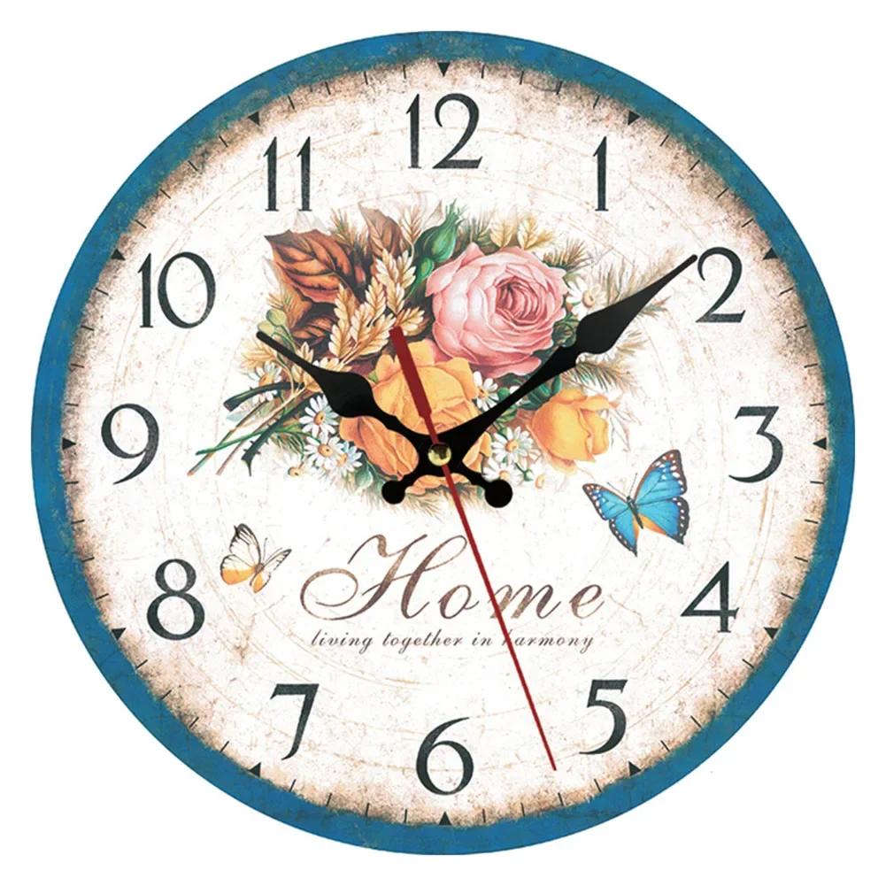 Relógio de parede vintage para decoração de sala, Pendurado Relógios redondos, Montagem na parede, Carft De Madeira - Image 1