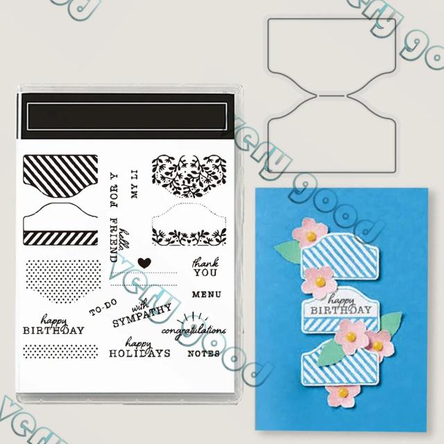 Corte de Metal para Scrapbook: Selos Claros e Estêncil em Relevo para DIY - Modelo "Happy Birthday" para Seu Catálogo Anual 2024