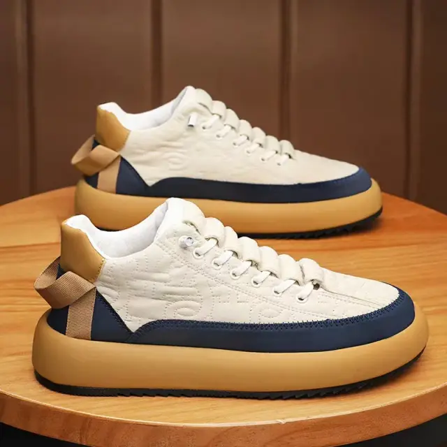 Sapatos de Plataforma de Couro para Corrida ao Ar Livre: Tênis Masculinos Confortáveis e de Alta Qualidade para Esportes e Skate