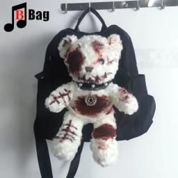 Harajuku Cosplay Backpack para Mulheres e Meninas, Mochilas Oblíquas para Urso, Bolsa para Computador, Mochilas Escolares de Halloween, Y2K, Estudantes - Image 3
