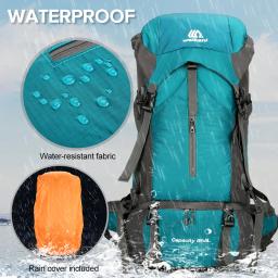 Weikani Large Capcity Caminhadas Mochila, Resistente à Água, Escalada, Camping, Trekking, Mochila de Viagem com Capa de Chuva, 70L - Image 2