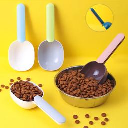 Colher de alimentação para animais de estimação multi-função moda gato cão comida pá colher com saco selado clipe design criativo copo de medição alimentador para animais de estimação - Image 1