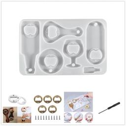 Diy abridor de garrafa ferramentas conjunto resina moldes abridor de cerveja molde de silicone que faz jóias fundição vinho saca-rolhas chave de fenda kit - Image 1