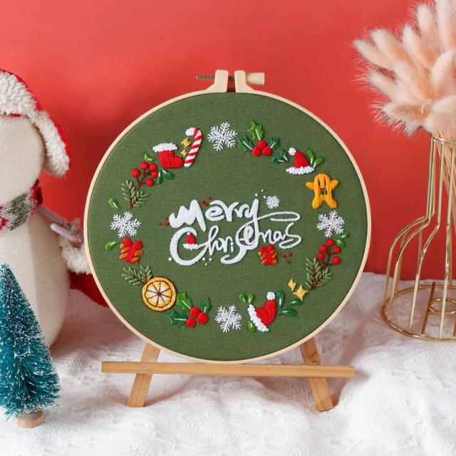 Conjunto Completo de Bordado Criativo para Iniciantes - Ponto Cruz, Costura Manual e Decoração de Casa, Ideal para Presentes de Natal