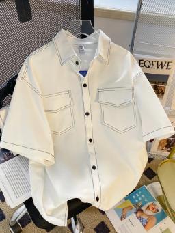 Csa masculina de manga curta estilo retro de hong kong, verão 2024, ajuste solto, casual, design de meia manga, moda ul... - Image 4