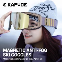 Kapvoe novo óculos de esqui fotocromáticos ao ar livre magnético anti-nevoeiro óculos de esqui esportes de inverno uv400 esqui snowboard das mulheres dos homens neve - Image 3