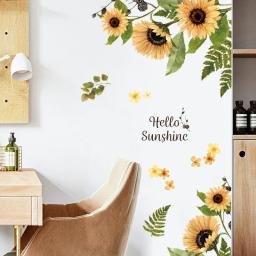 Adesivos de parede auto-adesivos com flores, plantas e flores, para sala de estar, decoração, roupeiro e quarto - Image 4