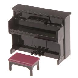 Piano requintado branco com fezes, modelo em miniatura Dollhouse, instrumento musical, brinquedos, 1:12 - Image 6