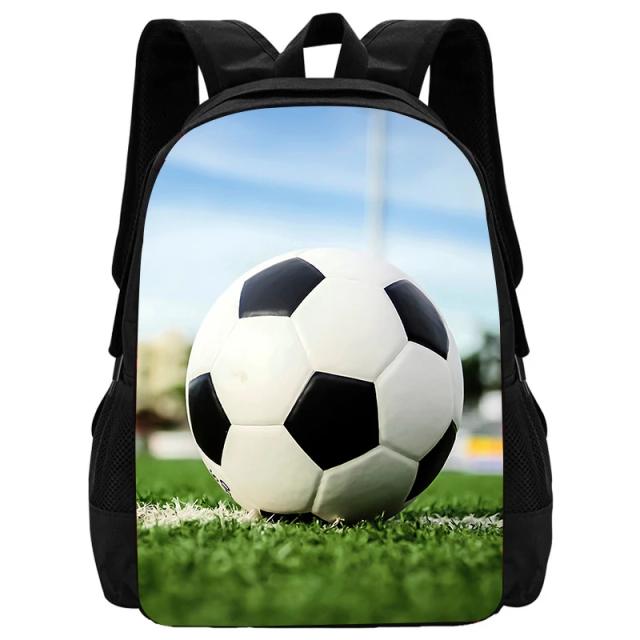 Mochila Escolar Infantil em Nylon com Impressão 3D de Futebol - Grande Capacidade, Durável e Confortável, Ideal para Meninos