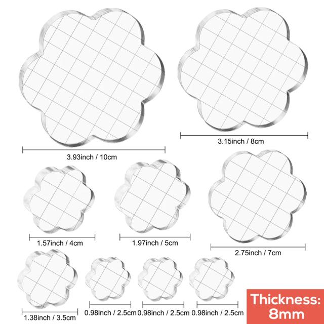 Kit de Carimbos Acrílicos Transparentes com Tamanhos Variados e Linhas de Grade para DIY, Scrapbooking e Artesanato