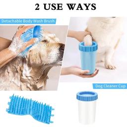 Lavadora portátil do pé do cão, calcador do pé, pet pata limpador copo, pata do cão limpeza banho lama lavadora, grooming escova, 2 em 1 - Image 5