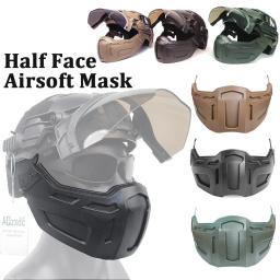 Airsoft Paintball capacete com máscara de meia face tática e viseira, exército tiro engrenagem protetora, militar BB arma CS jogo - Image 5