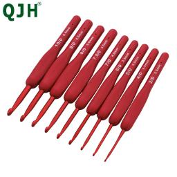 Conjunto de ganchos de crochê com alça de silicone, agulhas de tricô de alumínio, acessórios feitos à mão para camisola e cobertor, 9pcs - Image 2