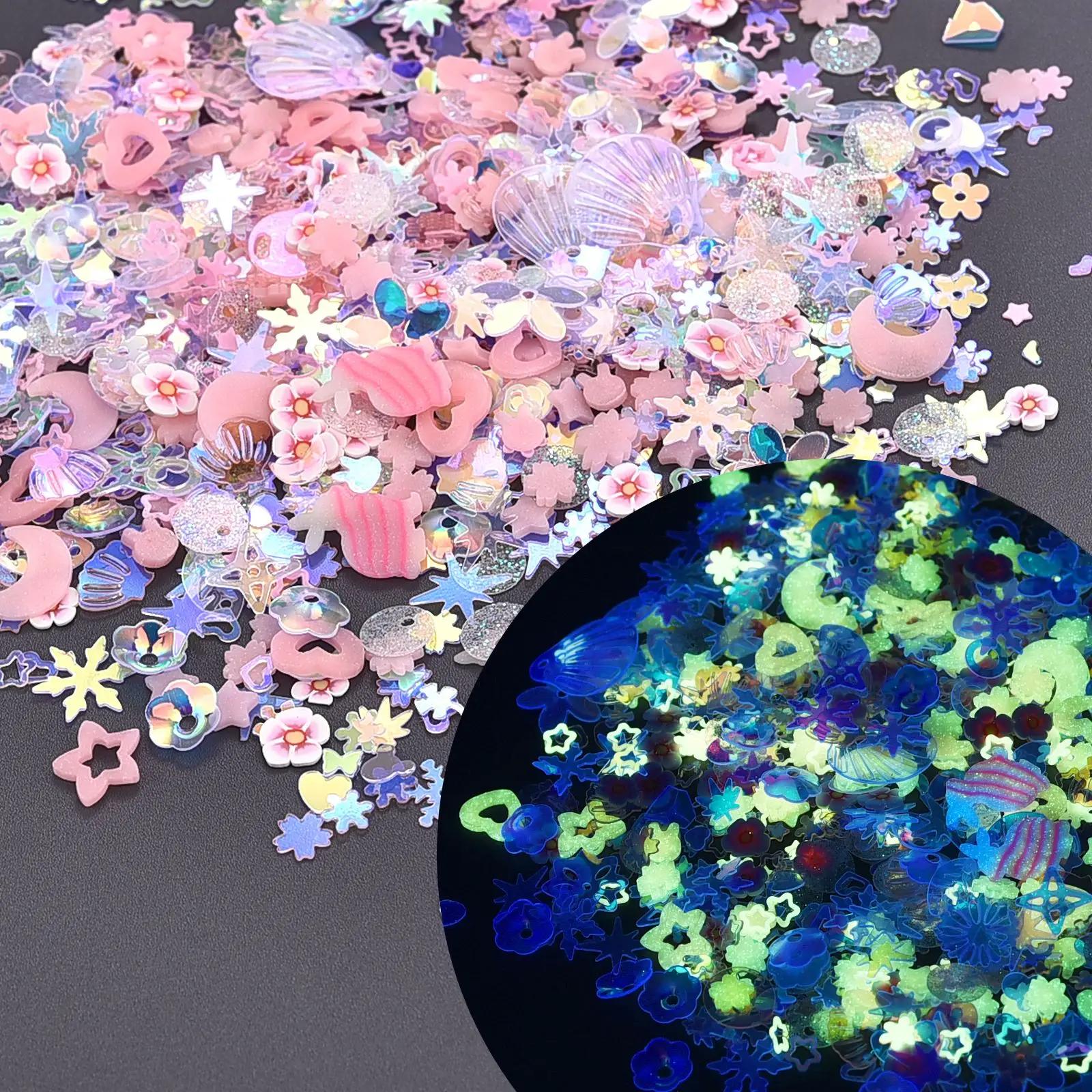 PVC Multi-Formas Shell Estrela lantejoulas, brilho no escuro, paillette para roupas de costura, acessórios DIY, decoração artesanal, 10g por saco - Image 1