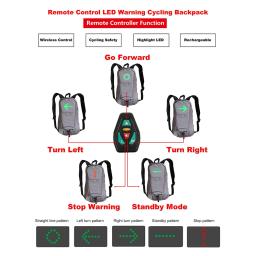 Mochila de bicicleta com LED Turn Signal Light, Ciclismo Bag, controle remoto sem fio, Escalada ao ar livre, Viagem Bagpack, 15L - Image 2