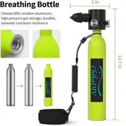 Chikdiv-Portátil Mergulho Mini Tanque de Oxigênio, Reutilizável Cilindro Mergulho, Equipamentos pressão constante, 0.5L 3000PSI - Image 2