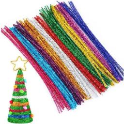 100 pcs/lot longo 30cm glitter chenille hastes limpadores de tubos brinquedos infantis materiais de artesanato diy para crianças criativas brinquedos educativos - Image 1