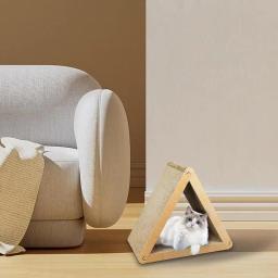 Almofada de arranhões triangular para gatos indoor, pet jogando suprimentos, entretenimento para sala de jogos, ondulado, 6 lados - Image 2