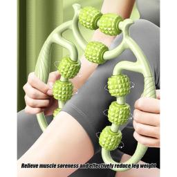 Rolo muscular de 9 rodas para fáscia, rolo de massagem, para aliviar músculos, dor, coxa, panturrilha, ombro, reduzir a celulite - Image 3