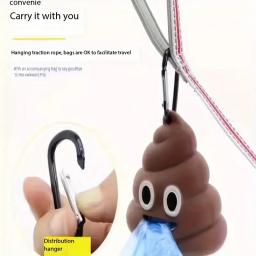 Criativo Pet Poop Shaped Waste Saco Dispenser, Portátil Pet Bin, Titular do saco com Clipe, Dog leash, Caminhada ao ar livre e Viagens - Image 5