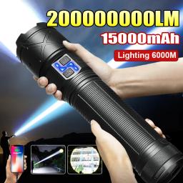 2025 nova lanterna led ultra brilhante usb recarregável zoom lanternas de longo alcance 6000m tocha tática acampamento pesca lâmpada trabalho - Image 1