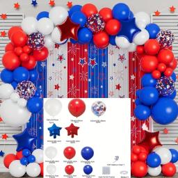 Kit Balão com Balões Star Foil, Festas de Aniversário, Festa, Vermelho, Azul, Branco, Dia dos Namorados, 132pcs - Image 2