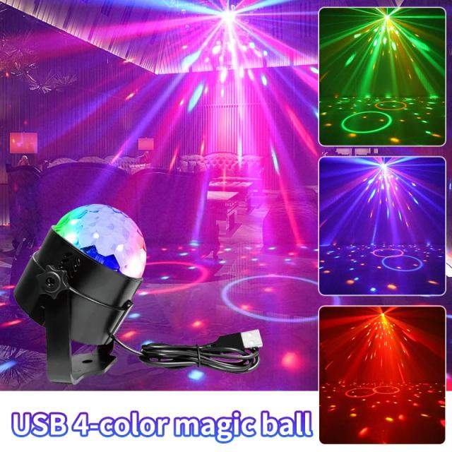 Iluminação Mini Party: Disco Ball USB RGB com Som Ativado para Casamentos, Festas de Aniversário e Eventos KTV