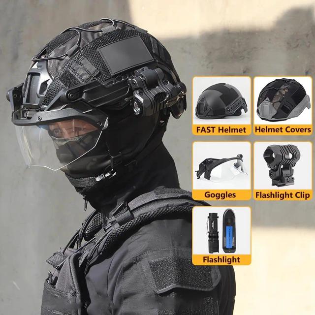 Capacete Tático Rápido com Óculos Antiembaçantes Removíveis e Suporte para NVG - Perfeito para Airsoft e Paintball