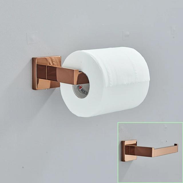 Conjunto de Acessórios para Banheiro em Rose Gold: Gancho de Roupão, Barra e Anel de Toalha, Suporte para Papel Toalha em Aço Inoxidável