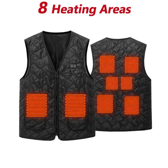 Colete Elétrico Impermeável para Homens e Mulheres com 8 Áreas de Aquecimento - Roupa Térmica Inteligente para Esportes ao Ar Livre no Inverno
