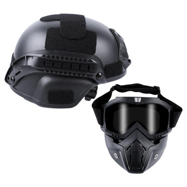 Capacete Completo Destacável para Airsoft com Máscara e Óculos de Paintball Rápidos