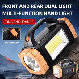 Lanterna LED recarregável de alta potência, Luz portátil multifuncional com luz lateral, Modos de iluminação múltiplos impermeáveis - Image 1