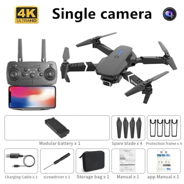 Drone E88 4K Wide-Angle HD 1080P Câmera WiFi FPV