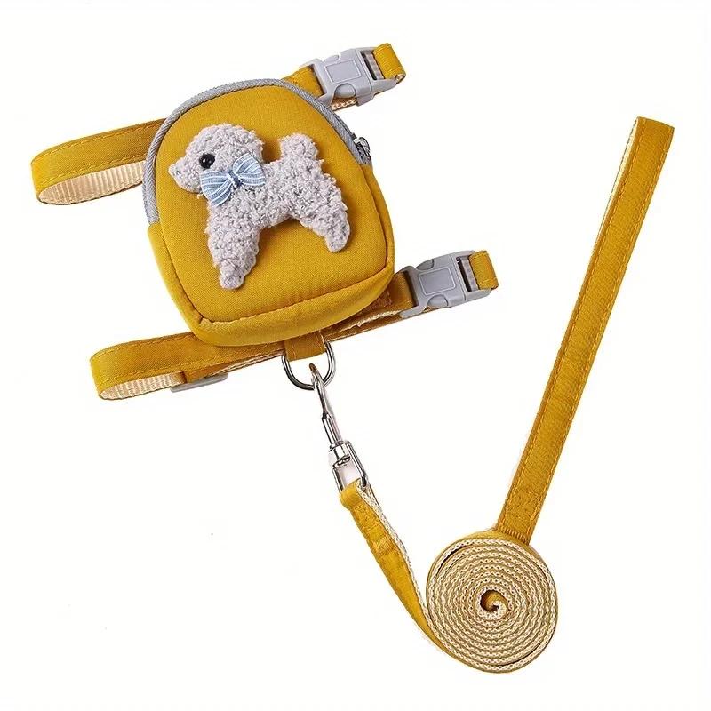 Ajustável Pet Vest-Estilo Peito Saddle Bag, Corda Dos Desenhos Animados, Cão de tração, Suprimentos de Viagem, Mochila Conjunto Arnês - Image 1