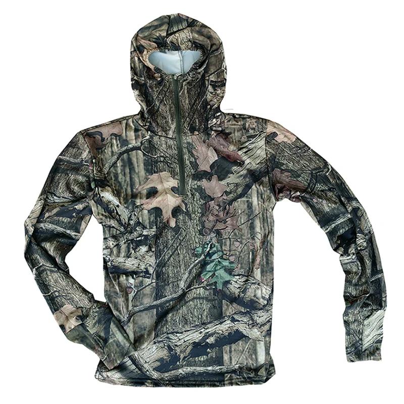 Roupas de pesca de proteção solar seca rápida masculina, caça ao ar livre relógio de aves, camisa Bionic Camo, Stretch respirável com capuz, verão - Image 1