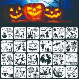 Reutilizáveis Halloween Desenho Aids, Projetos de Arte, Modelos, Estêncil Kit para Pintura em Parede De Madeira, Tecido Rock Sign, DIY, 24Pcs - Image 1