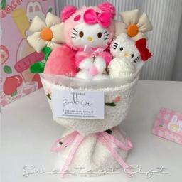 Sanrio anime kuromi buquê de flores de pelúcia dos desenhos animados hellokitty cinnamoroll brinquedo de pelúcia kawaii decoração boneca menina presente dos namorados - Image 3